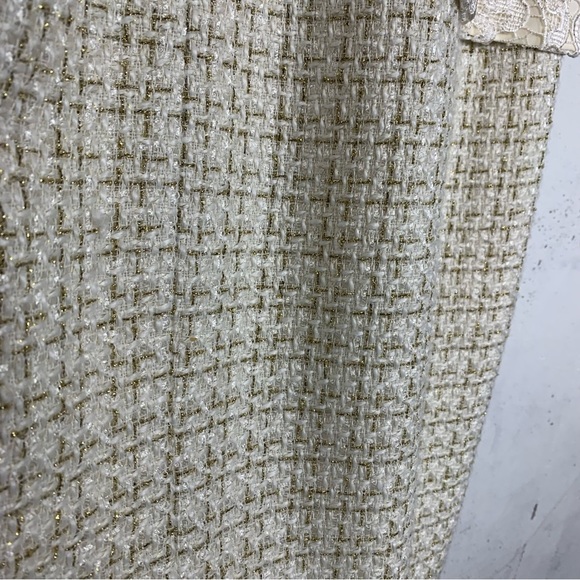 Badgley Mischka Lace And Tweed Gold Metallic Dress Size 8 - Picture 12 of 16